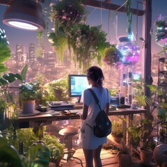 Apartment of the future. Concept of lots of greenery and fresh air