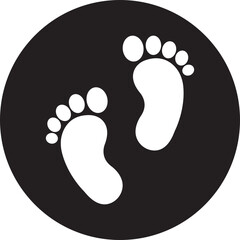 Silhouette of footprint Icon. Footprint Icon in Fill Graphic Design. Human footprint track. Footprint clip isolated on Transparent Background. Shoe soles print. Impression icon barefoot.