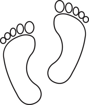 Black silhouette of footprint Icon. Footprint Icon in linear Graphic Design editable stock. Human footprint track. Footprint clip on Transparent Background. Shoe soles print. Impression icon barefoot.