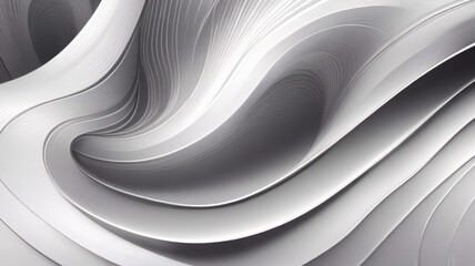 Abstrakcyjna srebrna fala, chromowany baner, platynowa przestrzeń kopiowania, metalowy ruch, szary płyn, biały gradientowy blask, błyszczący materiał, płynny ruch. Abstrakcyjny projekt tekstu miejsca 