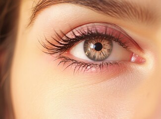 Obraz premium A close up of a woman's eye. Generative AI.