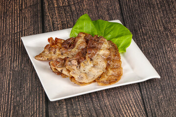 Roasted sliced pork fat bacon