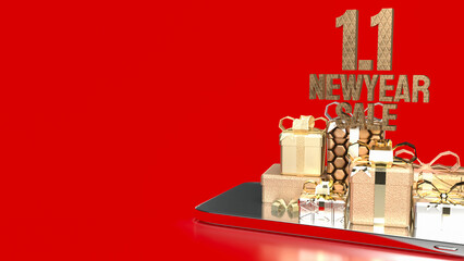 Fototapeta na wymiar The gift box for new year shopping concept 3d rendering