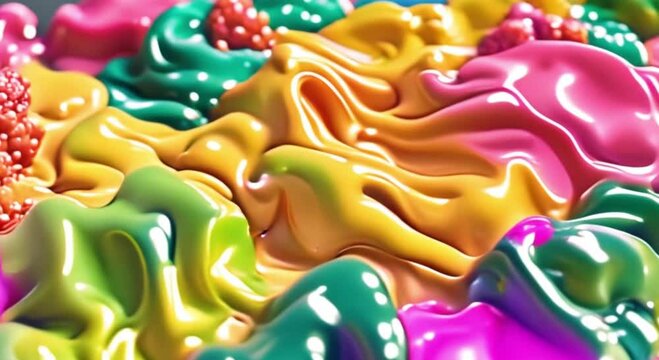 colorful oil paint melts in waves