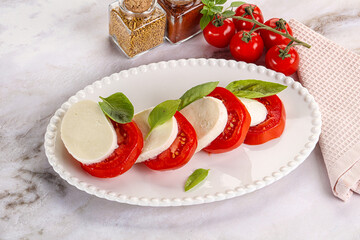 Italian caprese salad with mozzarella