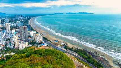 Vung Tau city and coast, Vietnam. Vung Tau is a famous tourism coastal city in the South of Vietnam. Travel concept