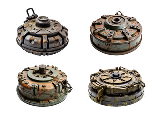 land mine, transparent background, isolated image, generative AI