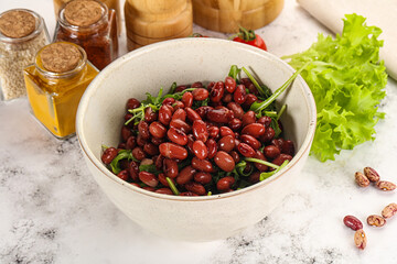 Red canned beans with arugula