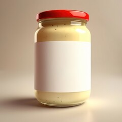 Mayonnaise in glass jar, blank empty generic product packaging mockup