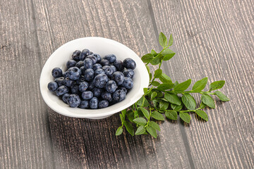Ripe sweet blueberry in the bowl