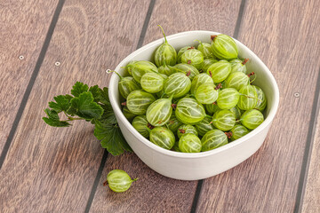 Sweet ripe gooseberries in the bowl