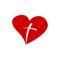 Heart of Christian Logo Design Vector