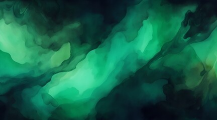 Black emerald jade green abstract pattern watercolor background. Stain splash rough daub grain grunge. Dark shades. Water liquid fluid. Design. Template