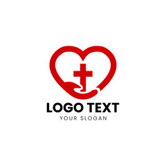 Fototapeta premium Heart of Christian Logo Design Vector