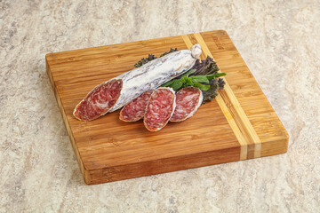 Spanish pork fuet dry sausage