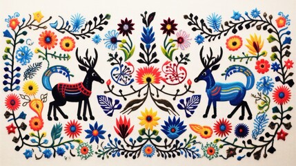 Explore the rich tradition of Swedish Dala Embroidery featuring intricate seamless patterns with symbolic motifs, narrating tales of resistance and identity through animals and folklore.