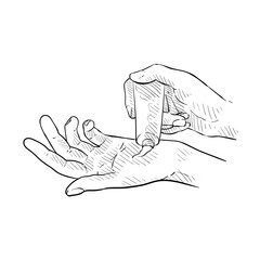 handdrawn illustration woman's hand with cream