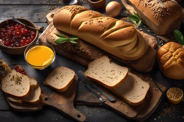 bread and cheese - obrazy, fototapety, plakaty