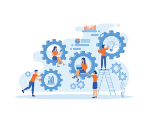Scene of organization and management of company structure. Communication and teamwork concept. flat vector modern illustration