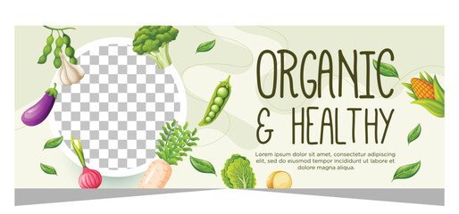 Organic and healthy food banner template design