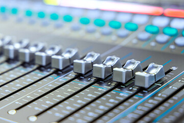 An audio system that features volume, sound mixers, equalizers, control panel