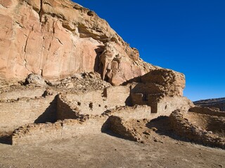 Chaco Canyon National Park - New Mexico, USA. City ruins of Anasazi lost civilization