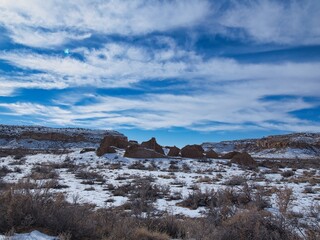 Chaco Canyon National Park - New Mexico, USA. City ruins of Anasazi lost civilization