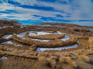 Chaco Canyon National Park - New Mexico, USA. City ruins of Anasazi lost civilization
