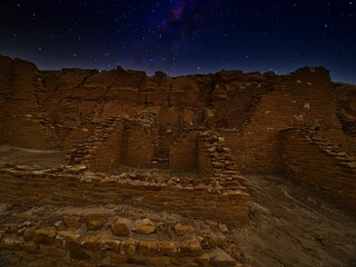 Chaco Canyon National Park - New Mexico, USA. City ruins of Anasazi lost civilization