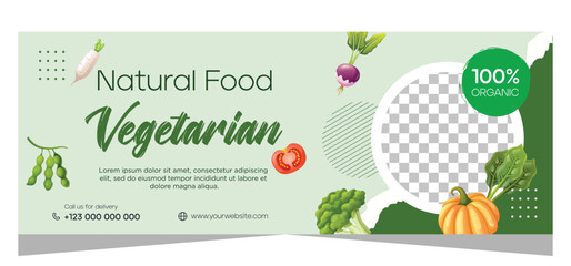 Vegetarian horizontal banner template design