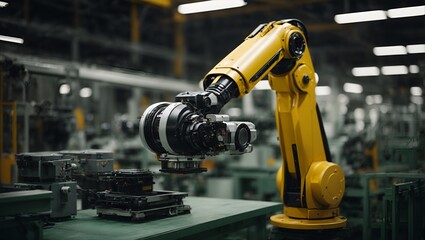 robotic arm in an assembly factory 