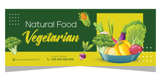 Organic food horizontal banner template design