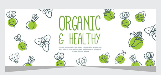 Organic food horizontal banner template design