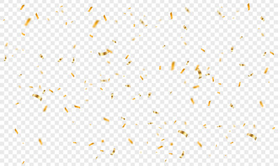 Vector transparent background with golden confetti