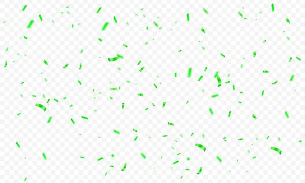 Vector transparent background with green confetti