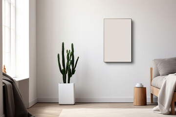 Minimalist Poster Frame Mockup Indoor created with Generative AI