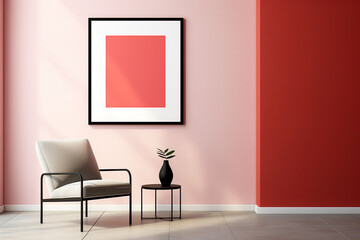 Minimalist Poster Frame Mockup Indoor created with Generative AI