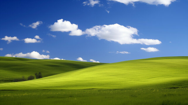 landscape with green grass and sky wallpaper with copy space for text