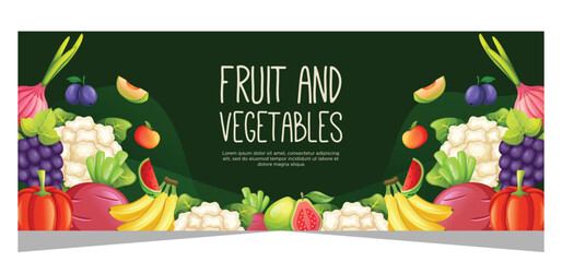 Fruit and vegetarian food banner template design