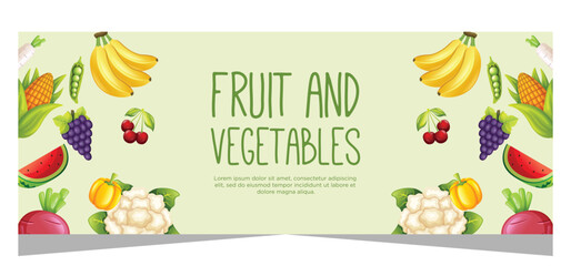 Fruit and vegetable horizontal banner banner template