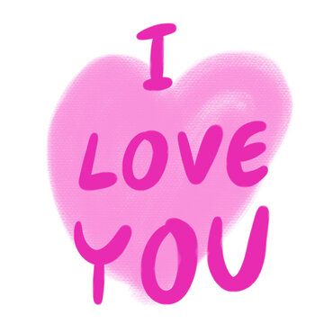 The pink I love you png image for love or Valentine's Day concept.
