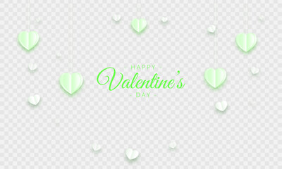 Vector paper hearts valentines day green and white hearts png love holiday paper elements