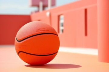 Basketball, peach fuzz trendy color concept. Background with selective focus and copy space - Powered by Adobe