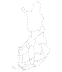 Map of Finland. Finland provinces map in white color