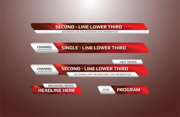 Fototapeta premium TV News Bars Set Vector. Streaming Video News Sign. Breaking, Sport News. Interface Sign. Isolated Illustration