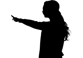 指差しをする女性のシルエット