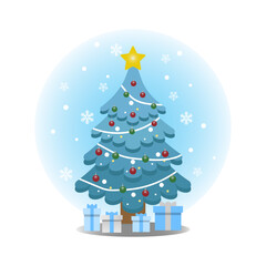 Christmas Tree Background Decorated Gift Boxes Vector Designs