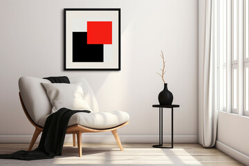 Minimalist Poster Frame Mockup Indoor created with Generative AI