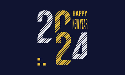 New Year 2024 design line style for poster event. vector illustration