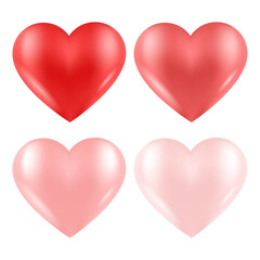 Vector icon set valentines collection of red hearts